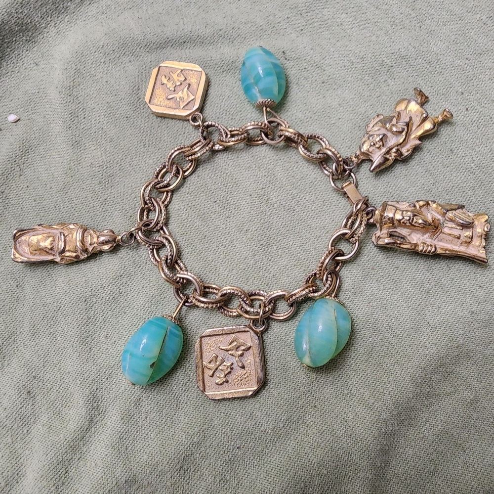 For @decide2organize 1950's Asian Motif Charm Bracelet